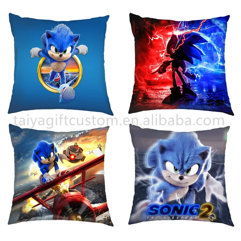 Manufacturers direct sale cartoon TY-sonic pillowcase custom logo sequin Cotton Polyester Cushion Throw Pillows Case
