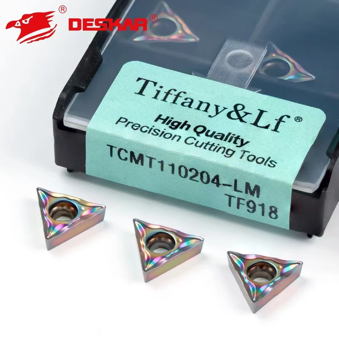 Tiffany&LF DESKAR CNC Lathe Carbide Inserts Turning Tools Machining Cut Sharp harden Quenched steel Blade TCMT110208-LM TF918