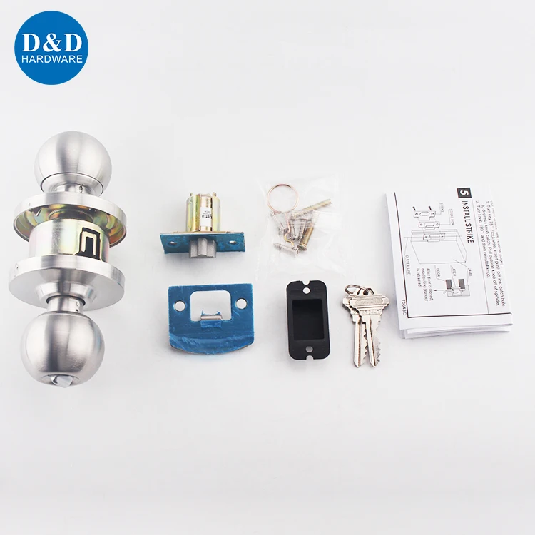 Fire Rated Stainless steel 304 Solid ANSI Grade 2 tubular ball knob lock-set lock hardware