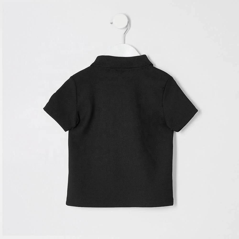 custom baby boys black polo neck kids short sleeve summer t shirt