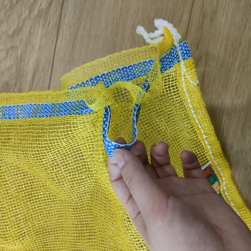 25kg 50kg 100kg Raschel sack drawstring polypropylene pp woven Leno mesh bag for potato onion vegetables and fruits