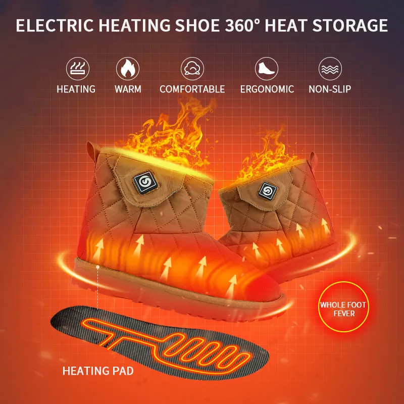 Casual Winter Outdoor Lady Shoes Waterproof Rechargeable Battery  Electronic Heating Warm Women boots