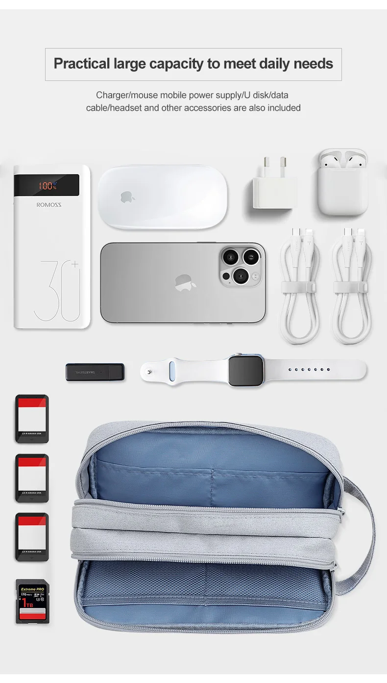 Cable Storage Bag Waterproof Digital  Organizer Portable USB Data Line Charger Plug Storage Bag Travel Cable Organizer