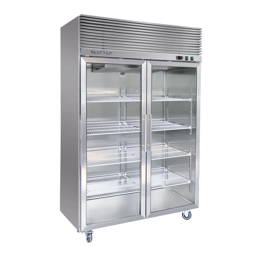 Commercial Kitchen Display Refrigeration Equipment Quick Freezing Vertical Glass Door Freezer