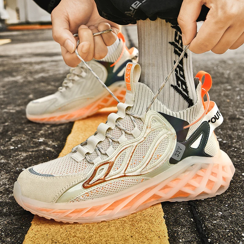 Trail Running Shoes High Quality Man Footwear Knit Boot Sport Sneakers