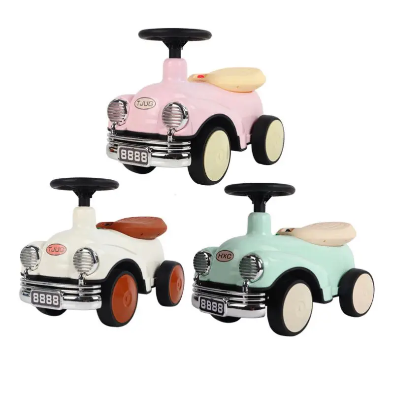 Vintage Kids Glide Car Quad Bike Balance Bike with Light Music Twist Car Baby Toy Car