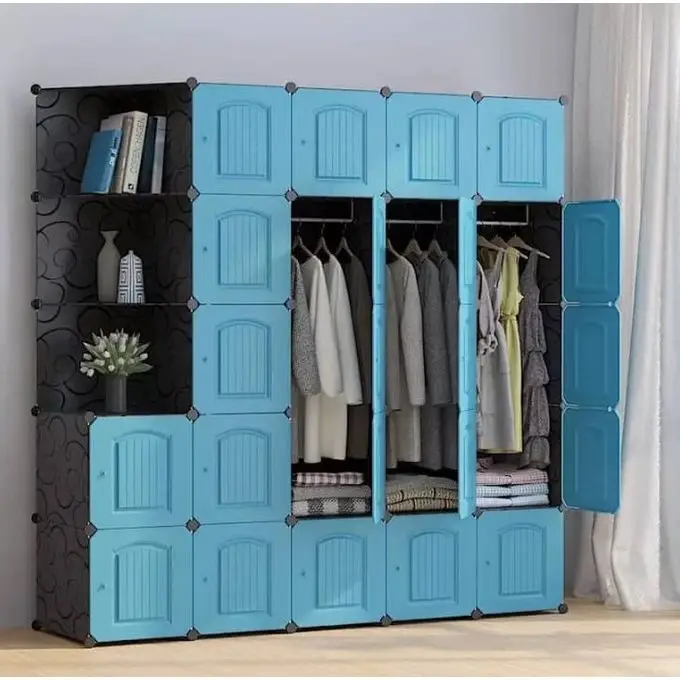 Multi-purpose Easy Installation 2022 Plastic Wardrobe Cabinet Kids Clothes Hanging 6 Doors Baby Portable Wardrobe