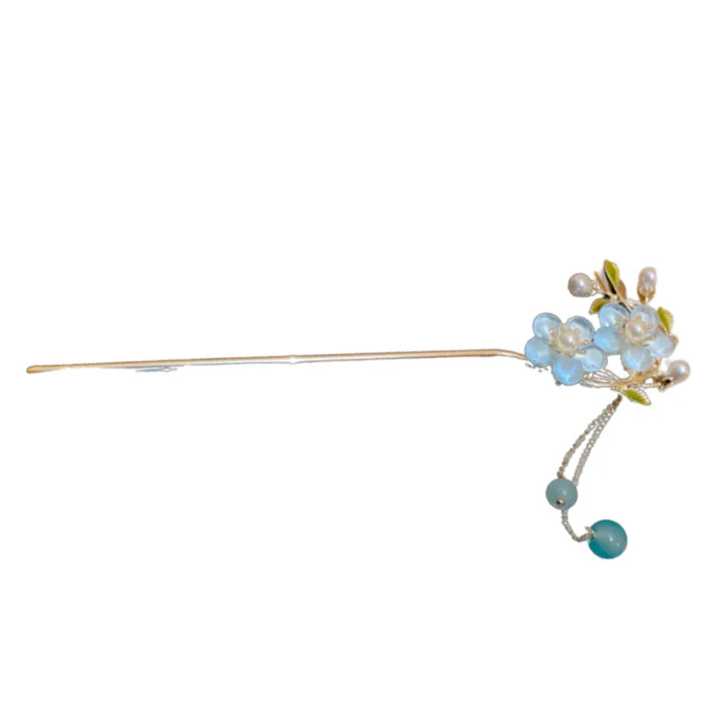wholesale pearl flower fringe hairpin Ancient style step shake high-grade temperament hairpin back hair accessories