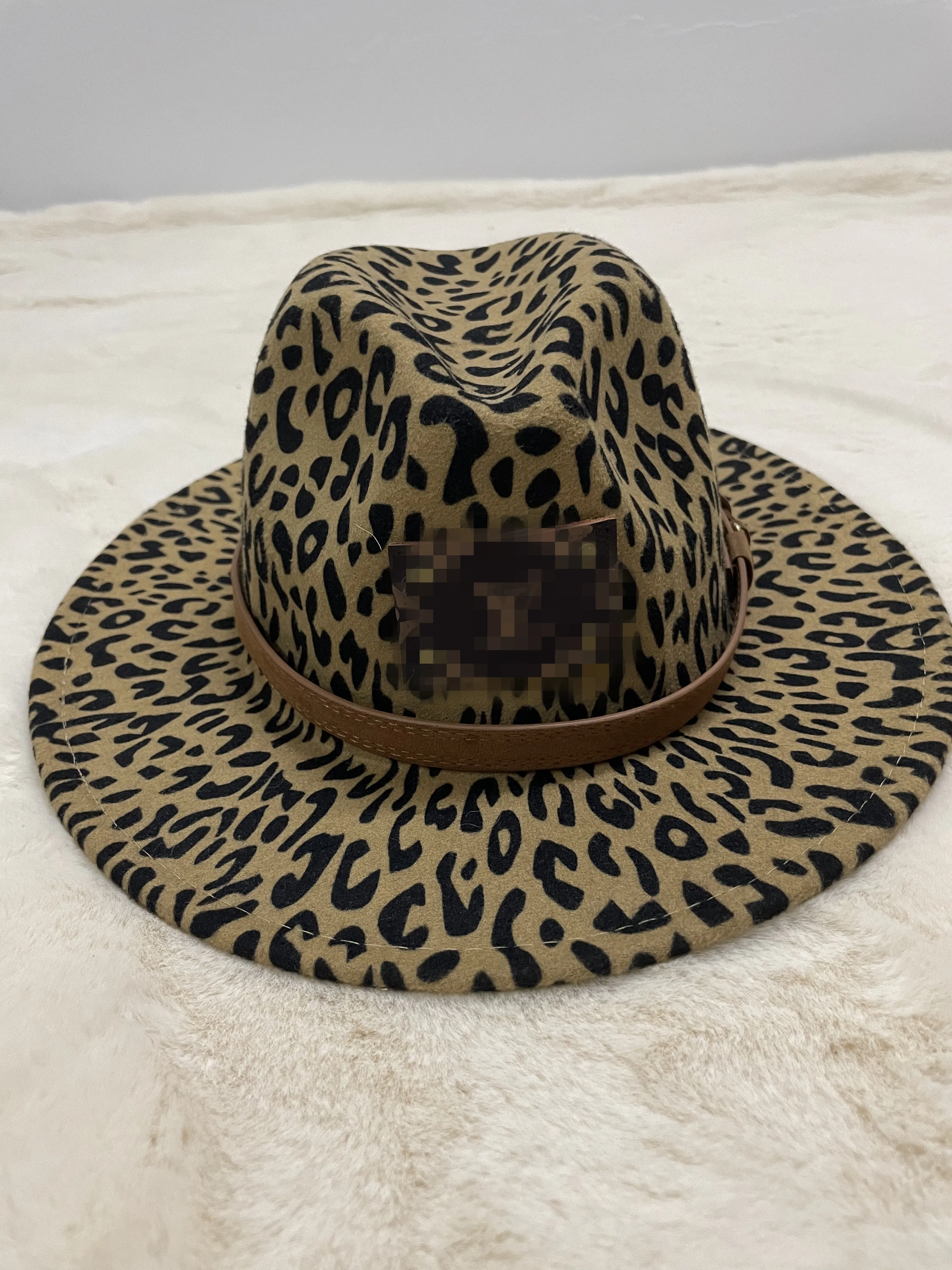 Новая Стильная осенне-зимняя Классическая джазовая шляпа с большими широкими полями и леопардовым принтом, мужская и женская шляпа, шляпы-федоры