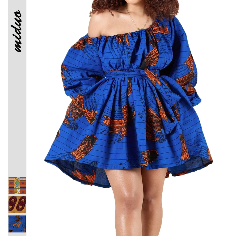 
New Stylish Hot Sale African Style Women Dresses Digital Printing Long Sleeve A Line Party Sexy Mini Bohemian Summer Dresses 