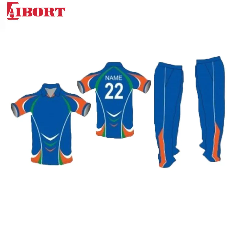 Blue New Sublimation Tennis Shirt Design And Trouser Jersey Cricket OEM Custom your team design logo name number by sublimation