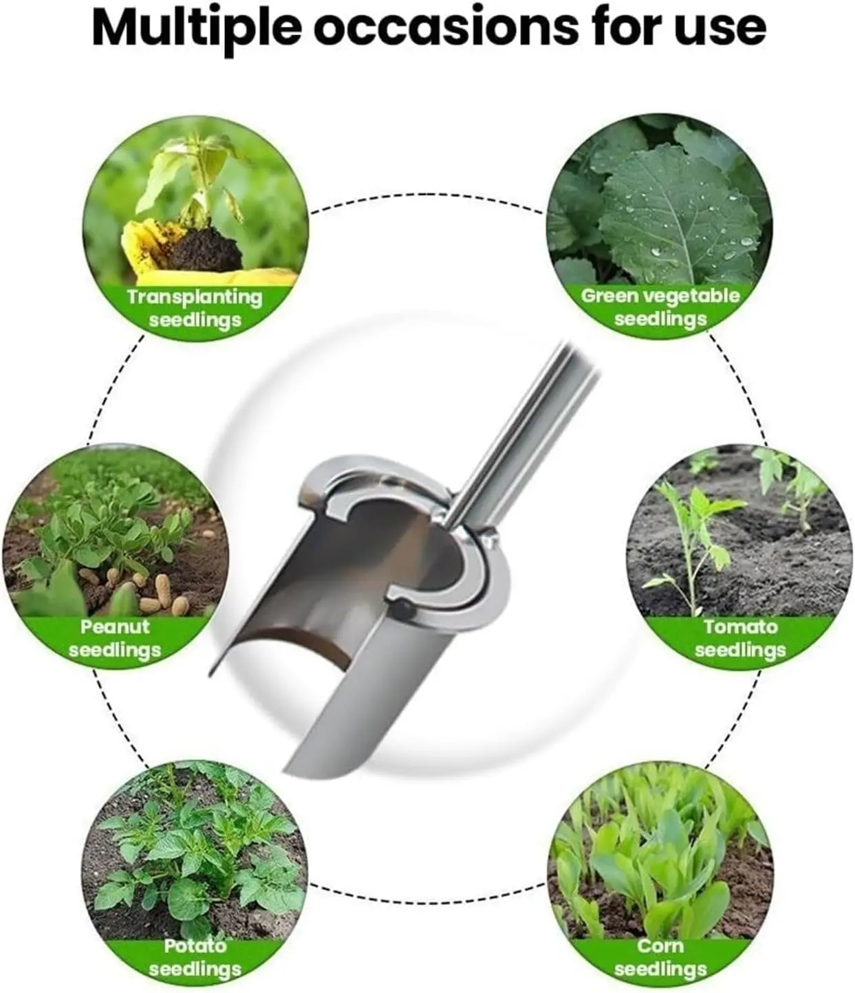 Handheld Bulb Planter Tools Stainless Steel Planting Garden Tools with Long Handle Soil Sampler Lawn Aerator