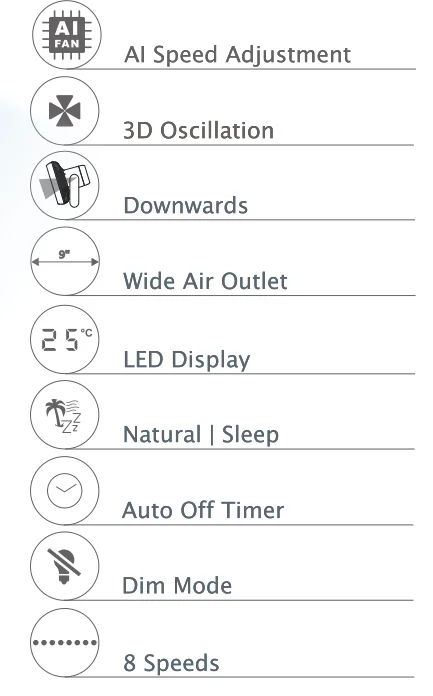 Multiple Modern Operation Eco Mode 16 Speed Settings Telescopic Vertical Floor Standing best air circulator fan