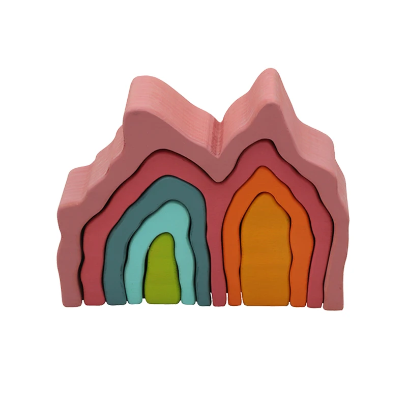 factory production Germany of Nature Montessori Educational Toy wooden cube building wood blocks rainbow toy in china