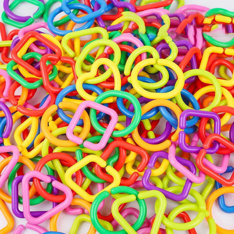 Children Learning Toys Colorful Plastic Link Chain DIY Block Geometric Chain Buckle Baby Puzzle Toy