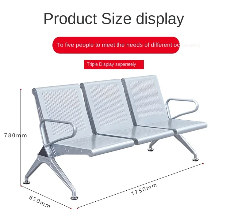 salon reception hotel metalic modern public office hospital mall patient 5 seater waiting chair
