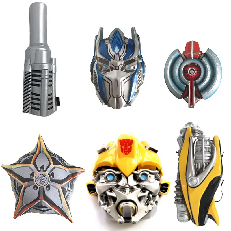 Film Heroes Costume Accessories, Super Hero Optimus Prime Shield Gun Weapon Mask for Kids Cosplay, Role Playing Props for Party