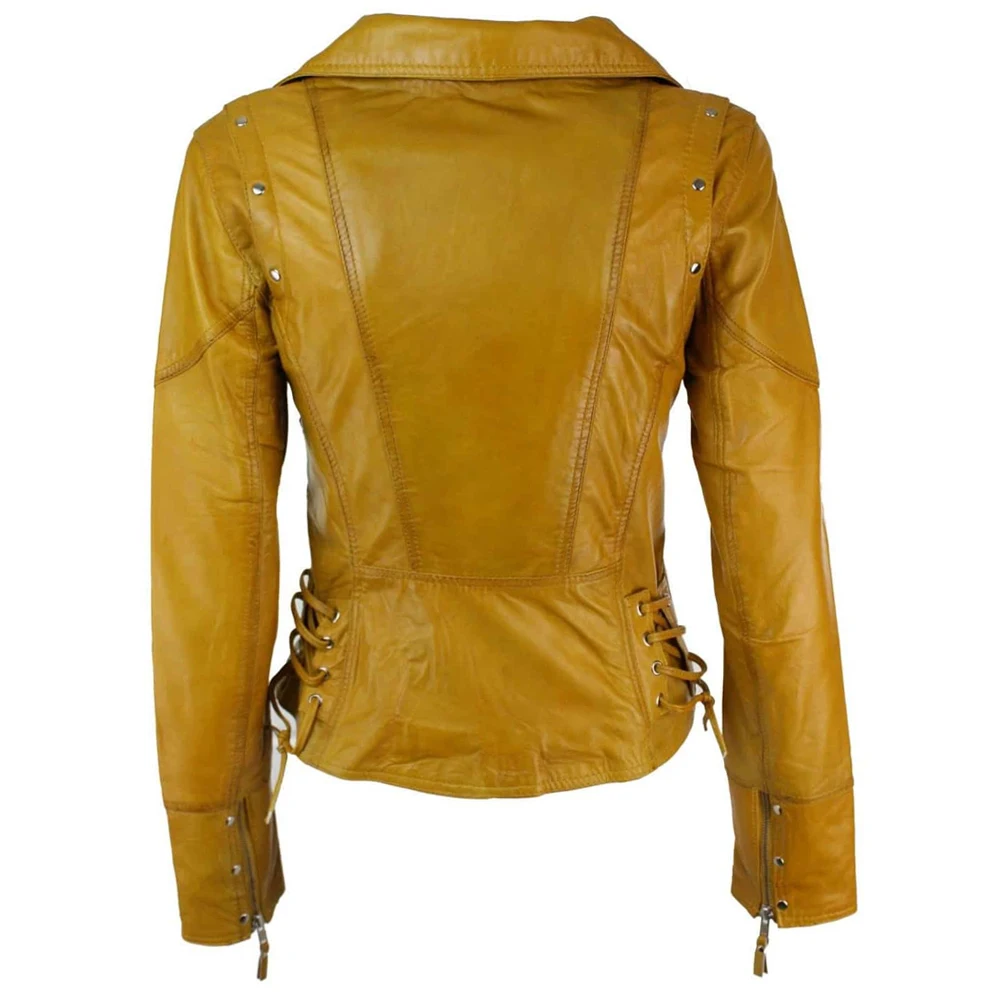 
Stone washed women leather jacket 