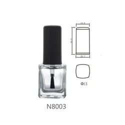 china factory outlets custom 10ml 12ml 15ml clear empty gel nail polish glass bottle with black dupont brush