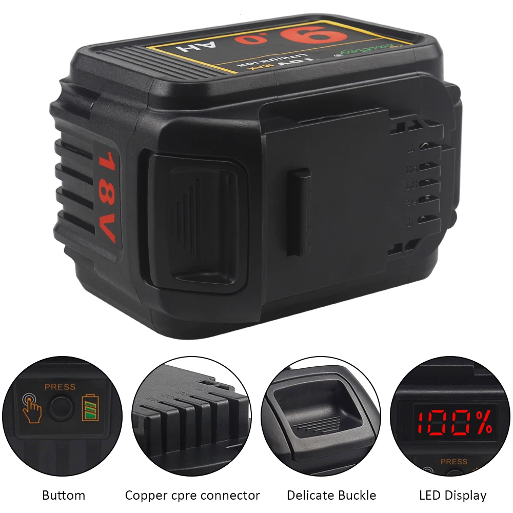 Waitley комплект из 2 предметов 18V 9.0Ah сменный литий-ионный аккумулятор для Dewalt XR Li-Ion електричюеского инструмента и 20-Вольт макс инструменты 9000 мА/ч
