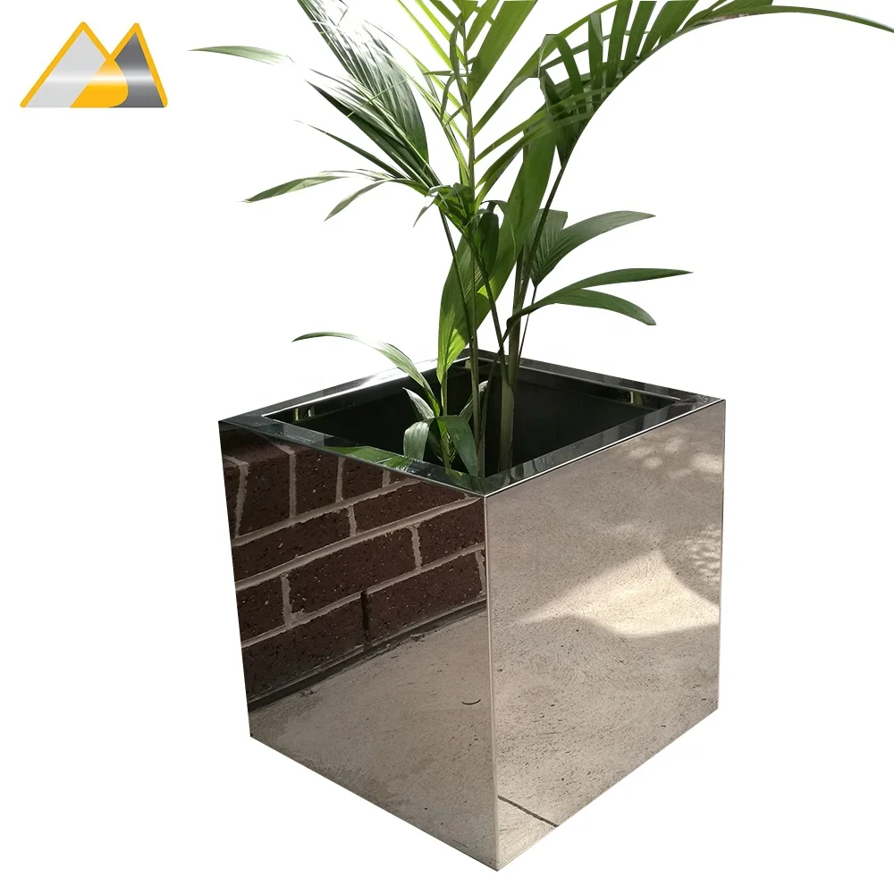 
1.2MM Thick Decorative Tapered Stainless Steel Polished Modern Outdoor Planter, Wicker Indoor Planter, Outdoor Wicker Planter 