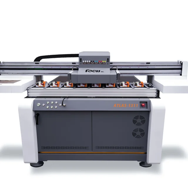 Focus large formart 3d uv printer Atlas-1311 high-jet 10mm embossed varnish print on acrylic glass plastic pvc