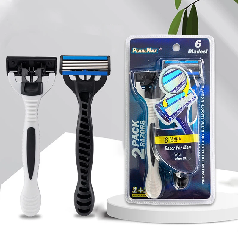 wholesale hot sale design 6 six blade shaving razor blade system razor with changeable and open design cartridge for man woman