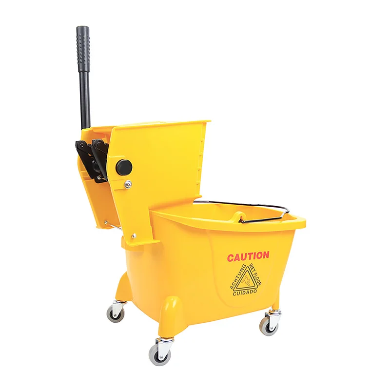 Plastic cleaning squeeze mop bucket with wringer for flat mop bucket for floor cleaning
