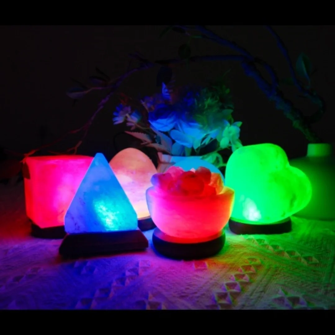 Wholesale USB Pink Himalayan Salt Lamp Night Light Crystal for Home Decor with Salt Lamp Cord and Seven Colors