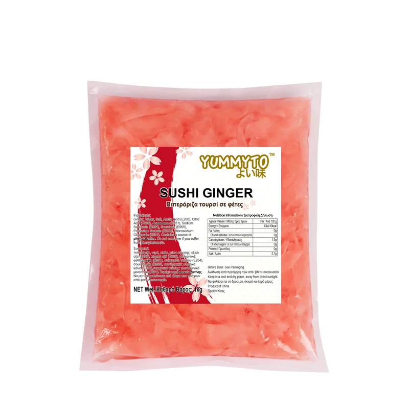 Sushi Ginger Slice Pickled Ginger Hot Sale Factory Price 5g*200 YUMMYTO BRAND Red Vinegar Preserved from CN;SHN Bag Packaging