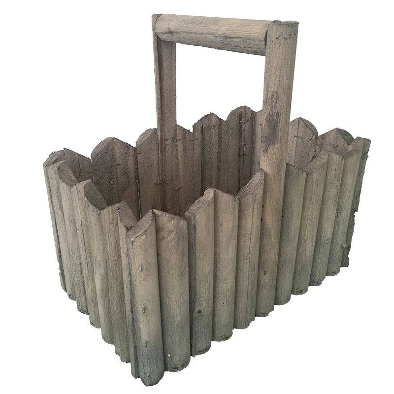 Rustic Wooden Flower With Plastic Liner Planter Box Flower Basket Antique Pot
