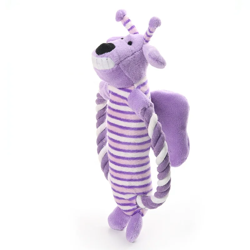 Custom Design Plush Dog Toys Durable Pet Toys with Striped Cotton Rope Sustainable Features for Big Dogs and Small Animals