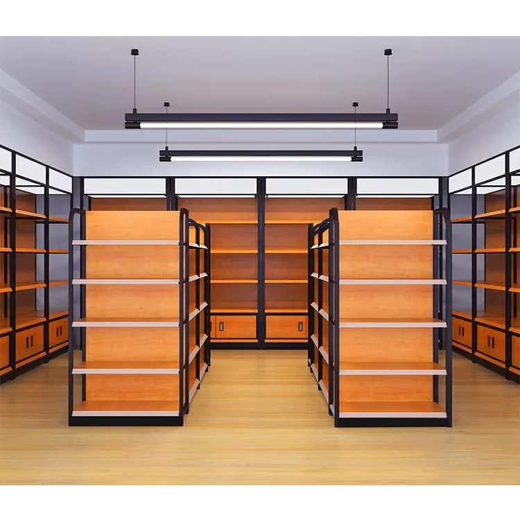 Sided Supermarket Pharmacy Gondola Shelving /stationery Display Rack Grocery Store Display Racks Metallic supermarket shelves