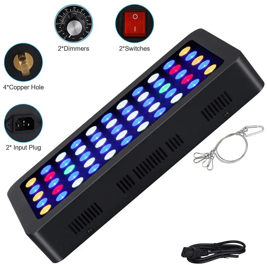  165W LED морской аквариумная лампа для коралловых рифов полный спектр затемнения освещения аквариума белого и голубого