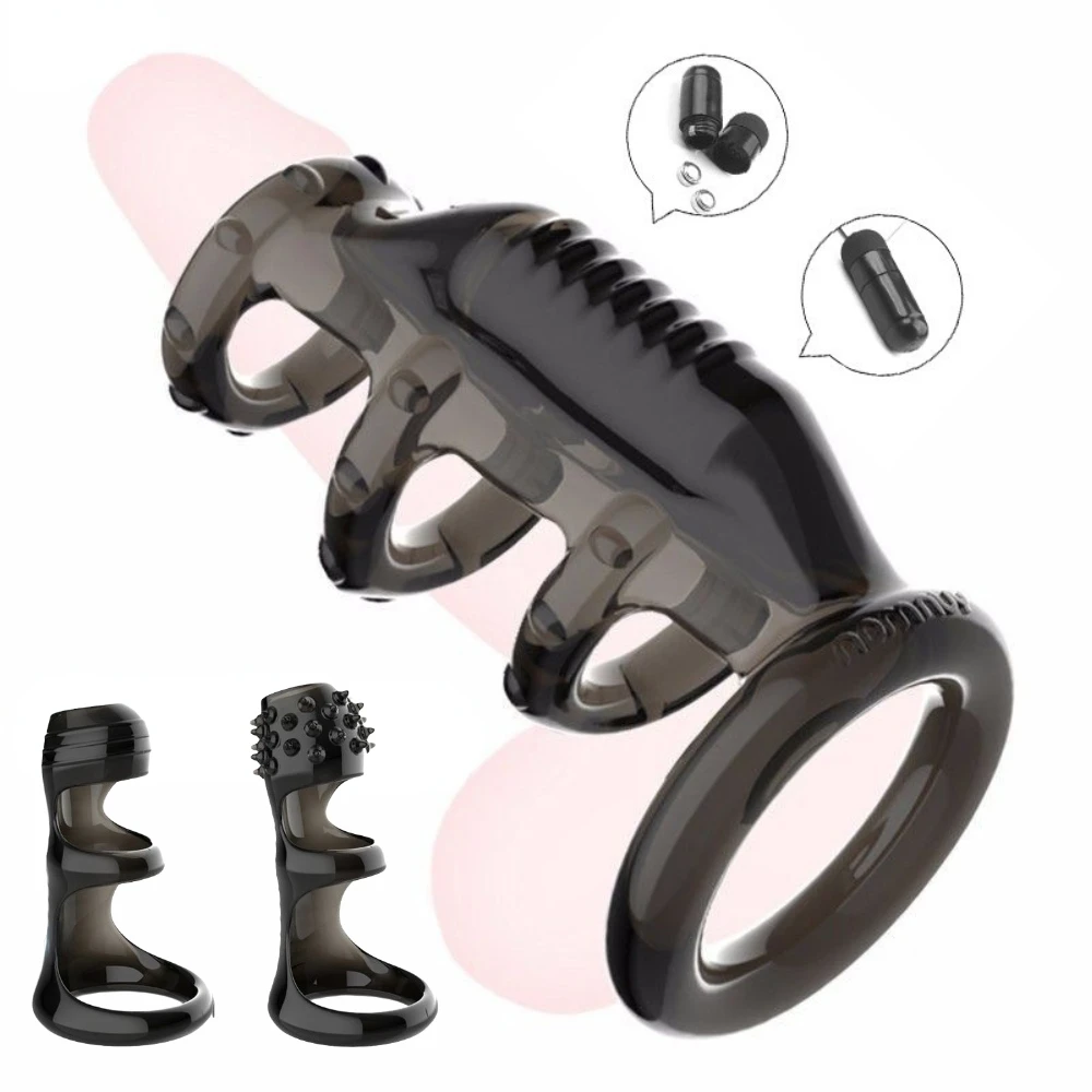 Male Ejaculation Delay Cock Sleeve Penis Vibrating Ring Strap Dildo G Spot Stimulator Vibrator Dick Enlargement for Men