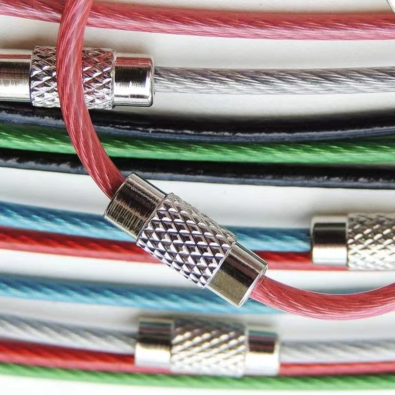 Key Rings Screw Stainless Steel Wire Rope Keychains Cable Luggage Ring  Heavy Duty Luggage Tags Loops Tag Keepers