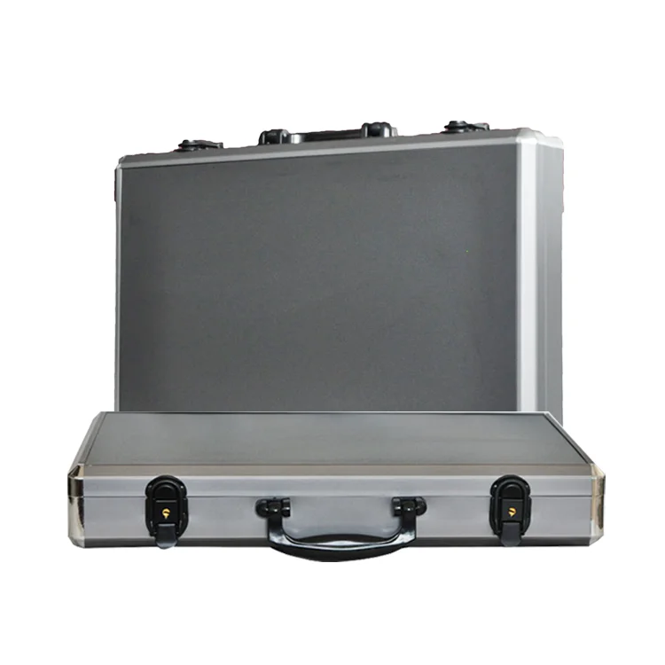 Портативный алюминиевый серебристый деловой портфель, атташе, ящик для инструментов, металлический портфель на заказ