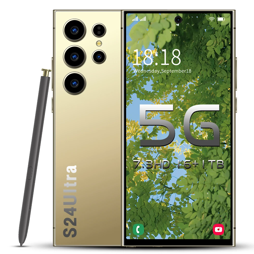 2025 Hot Selling S24 Ultra Unlocked Android 14 Smart Phone 7.3Inch 5G Mobile 4K LED Display 16GB+1TB Memory LTE Cellular English