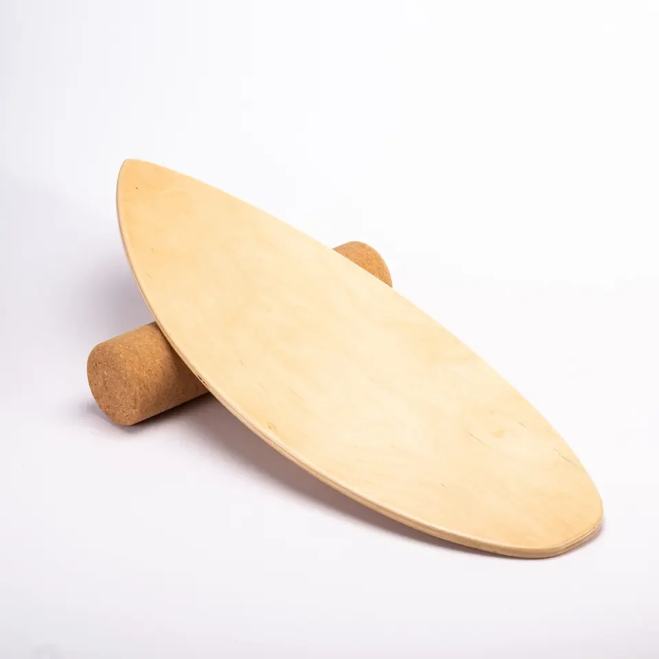 TOPKO Athletic Training Stability Trainer surf wobble board with cork roller wood Balance Board