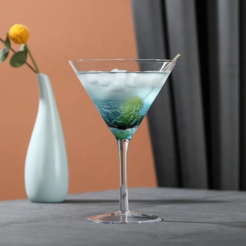 Wine Glasses for Red or White Wine, Hand Blown Large Wine Glass Blue Crackle Lead-Free Stemless Glassware for Gift