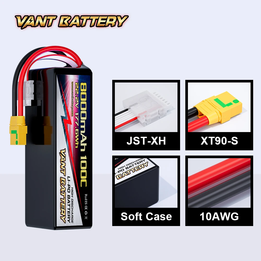 VANT fpv drone battery  6S 8000mAh 100C 22.2V rc lipo batteries for drone 4S/6S for FPV UAV