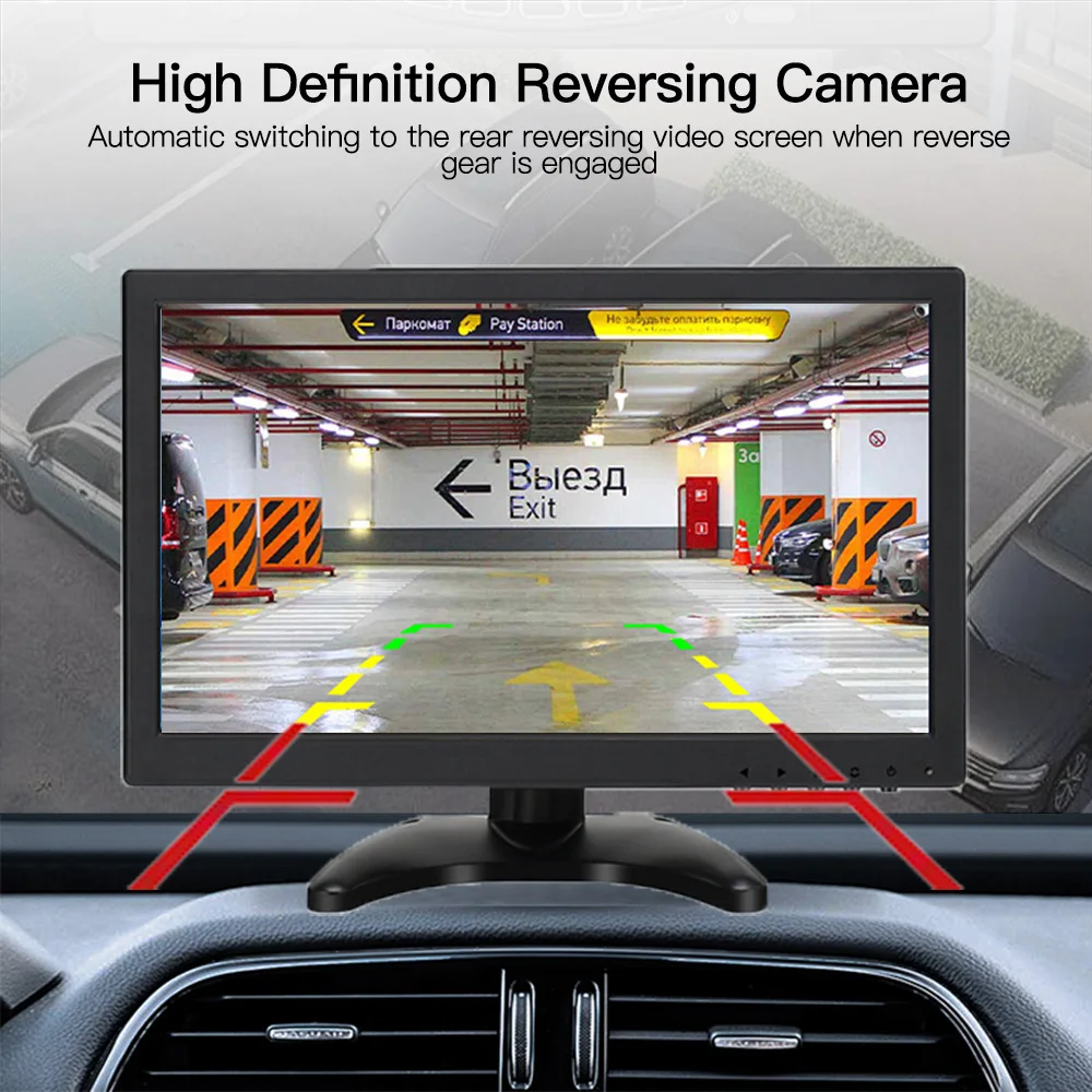13.3 Inch HD LCD Color Monitor For Car Rear View Cameras New Desktop Speaker Reverse Aid LED Display Alarm Backup Car Rear View
