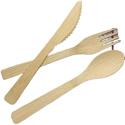 bamboo 17cm disposable travel cutlery set Eco-friendly knife fork and spoon set