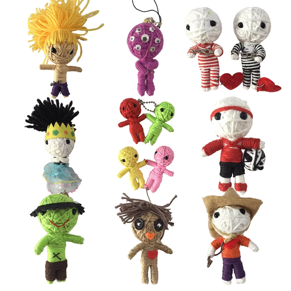 Stock Keychain Doll Cheap Fashion Wholesale String Voodoo Doll Keychain