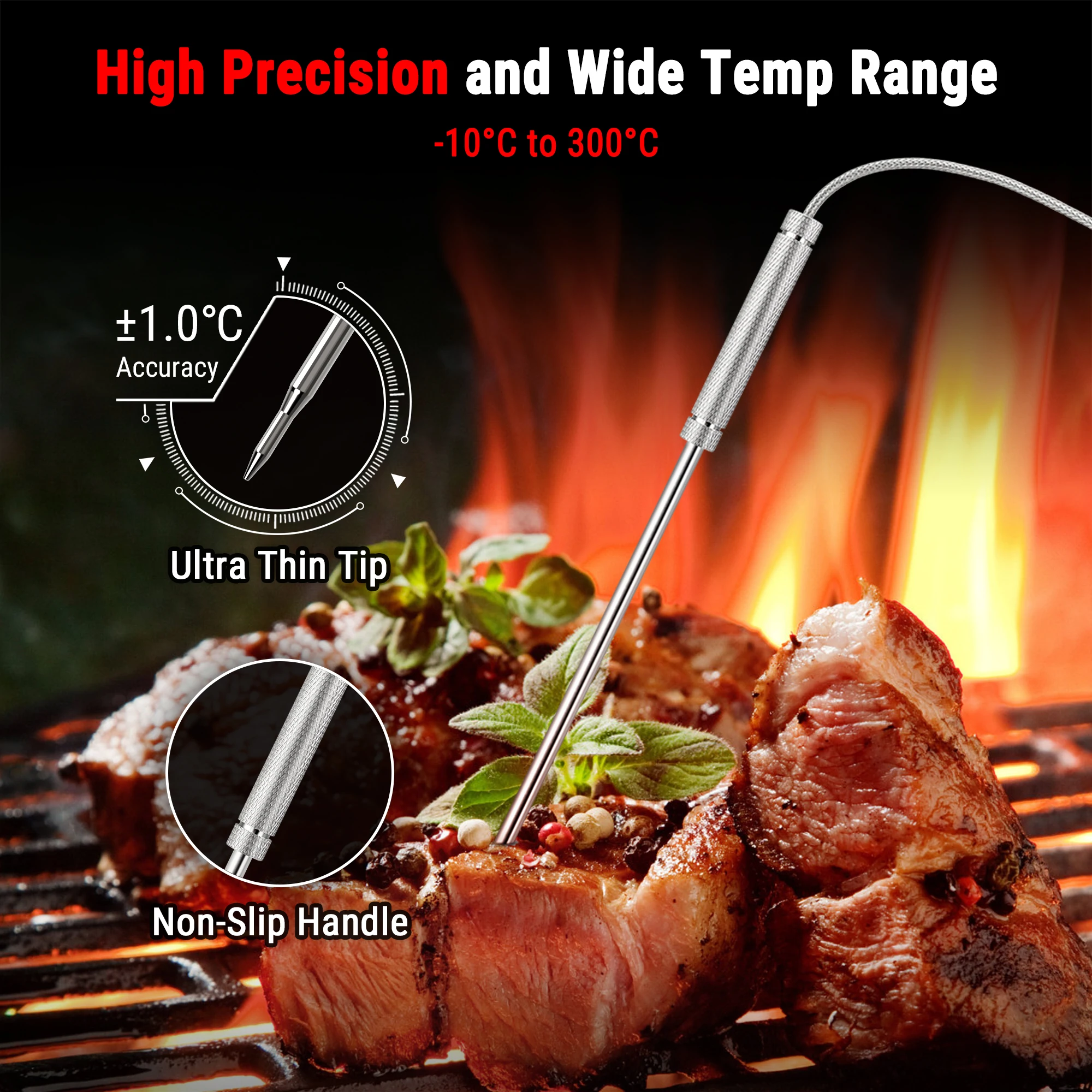 Термометр Thermopro TP20C цифровой беспроводной для приготовления мяса прибор измерения температуры духовки с двумя щупами