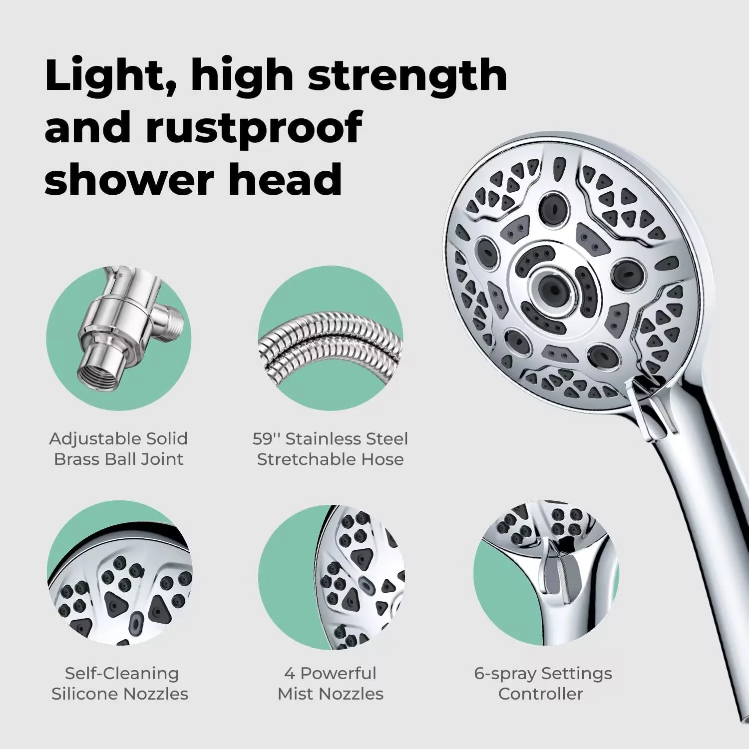 Wholesale Adjustable High-Pressure Round Plastic Chrome  9 Functions New Powerful Rainfall Shower Head For Bathroom