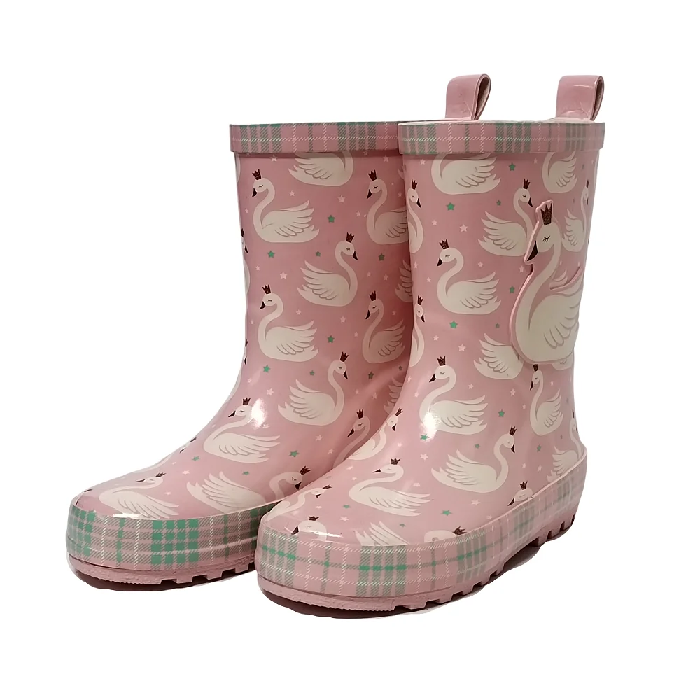 factory customized animal printed 100% waterproof rubber rain boots for children