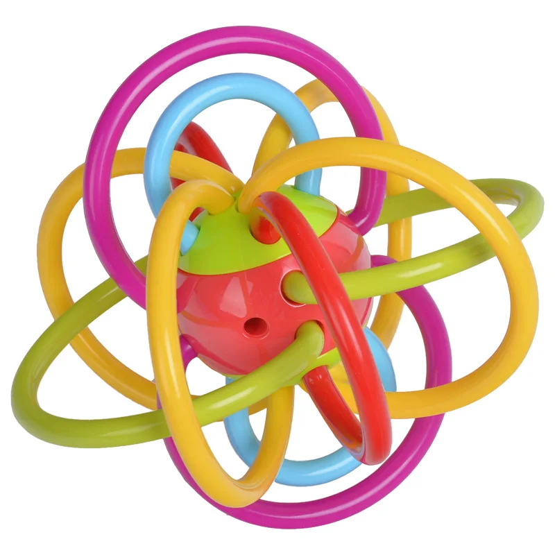 Non-toxic silicone rattle and sensory teether ball baby activity teething toy