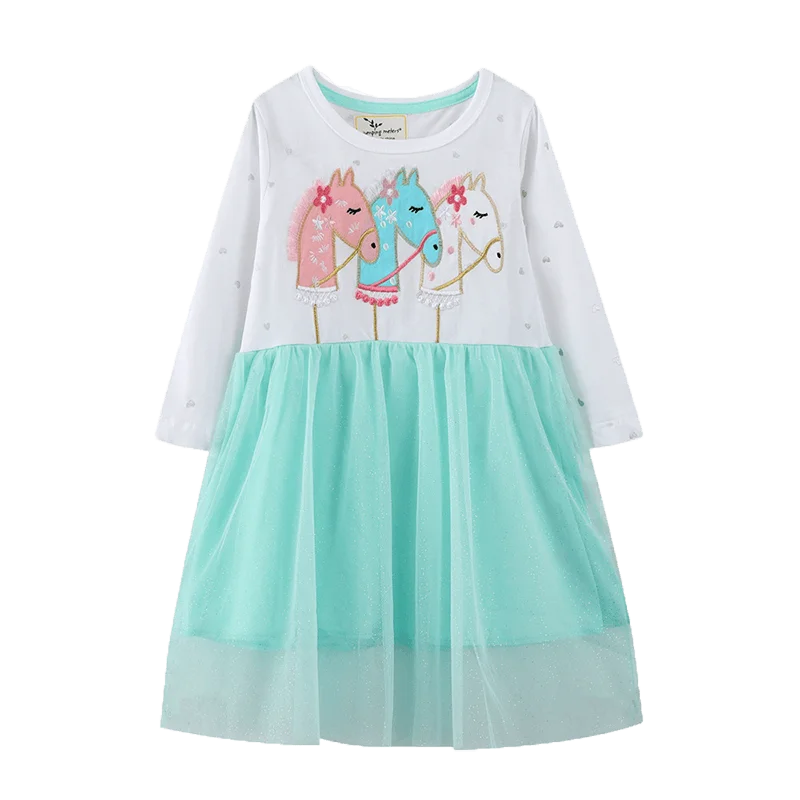 High Quality Printed Twirl Princess Soft Cotton Full Sleeves Pink Children Clothes For Girls Dress