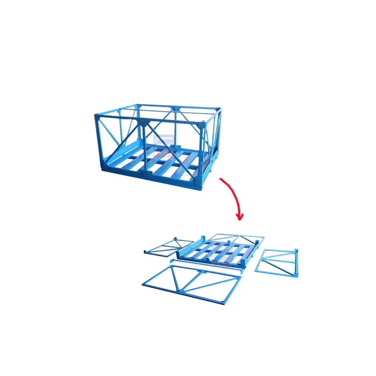 Warehouse Light Duty Foldable Metal Cage Container Food Industry Flat Pallet metal stackable pallet